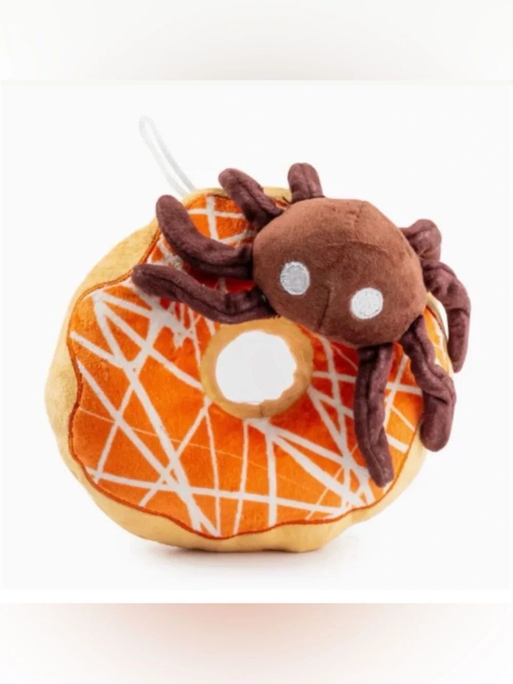 Plush Donut Toy with Brown Spider Accent